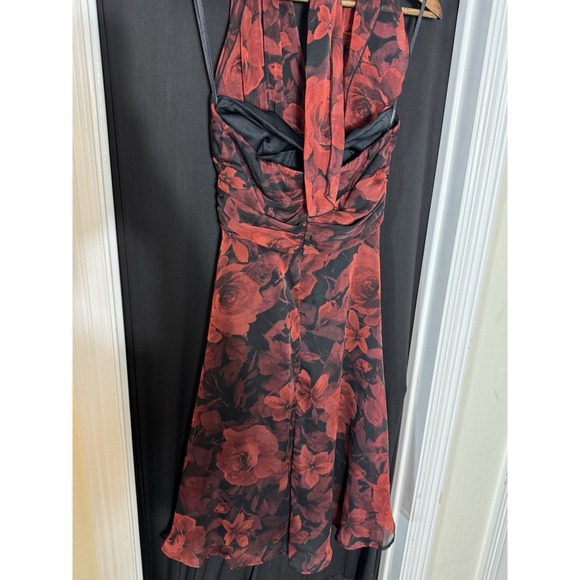 Dress red, black 8 Halter Neck Sleeveless whimsigoth dark floral fairy Y2K - Picture 5 of 9